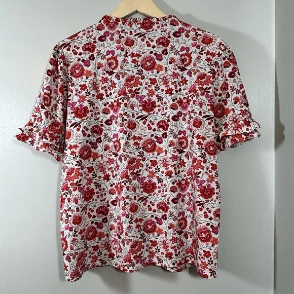 Ann Taylor Factory Floral Blouse Cottagecore Boho Peasant Women's Large - Picture 3 of 11